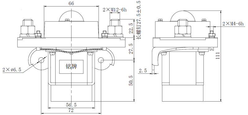 BZJ-600A 外形安装尺寸及电路原理图 低压直流接触器 BZJ-600A 外形安装尺寸及电路原理图