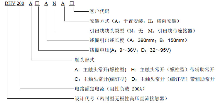 DHV200 DHV200无极性接触器 高压直流接触器 DHV200 DHV200无极性接触器