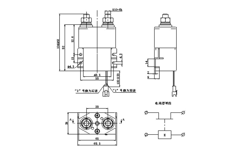 ZLJM-400C/A3 外形安装尺寸图及电路图 低压直流接触器 ZLJM-400C/A3 外形安装尺寸图及电路图